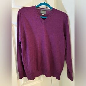 Thomas Dean Rich Purple V-Neck Sweater